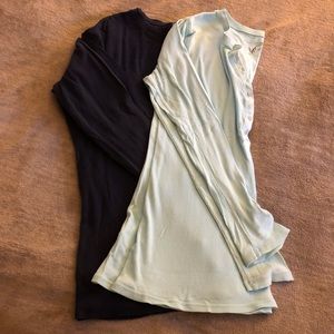 Navy and light teal long sleeve t